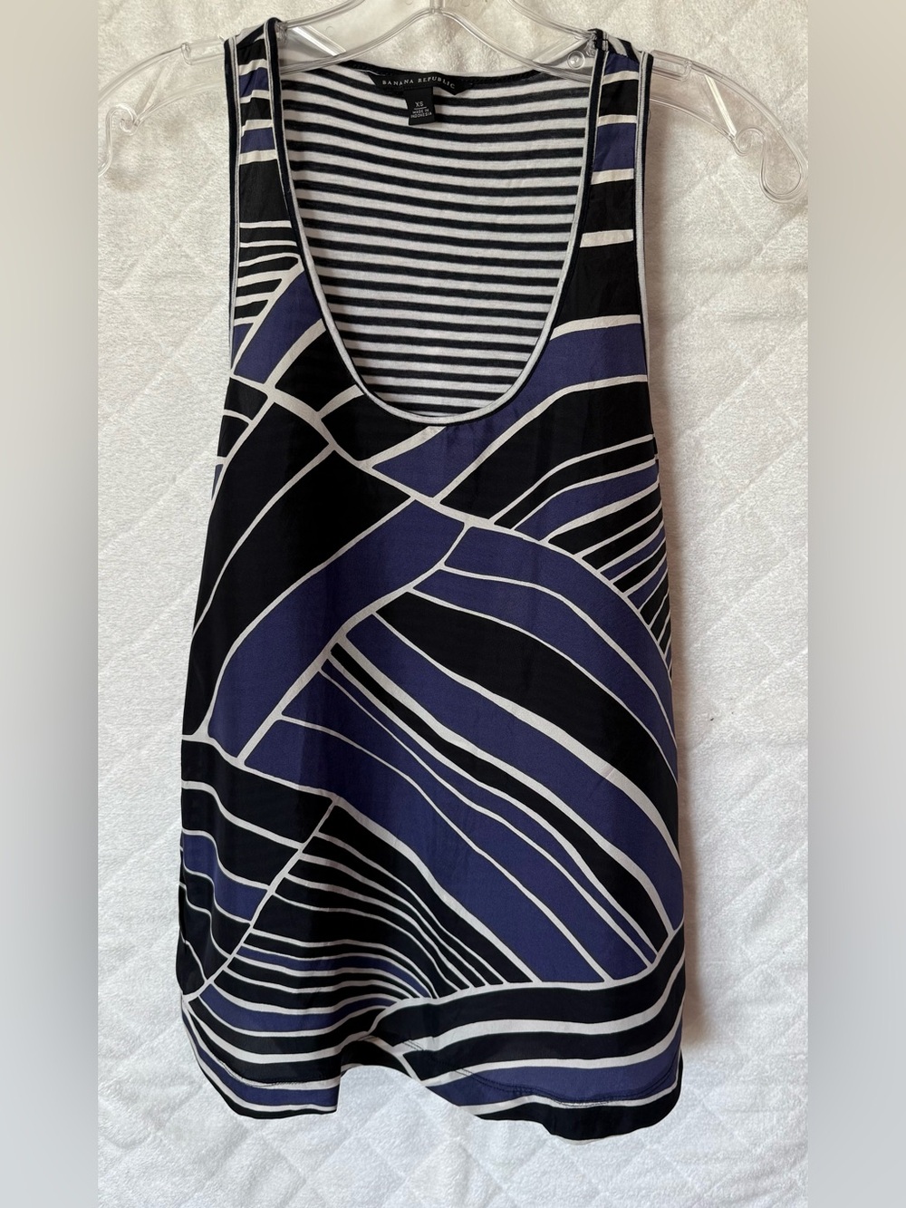 Banana Republic Silk-Front Striped-Back Abstract Tank Top XS